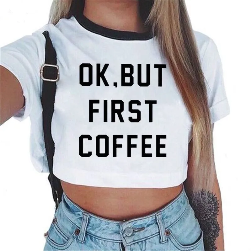 
fashion simple custom multi printing styles crop tops tshirts women 