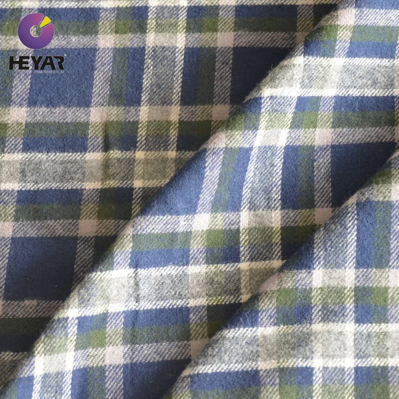 high quality wholesale 100cotton yarn dyed check brushed flannel  fabric