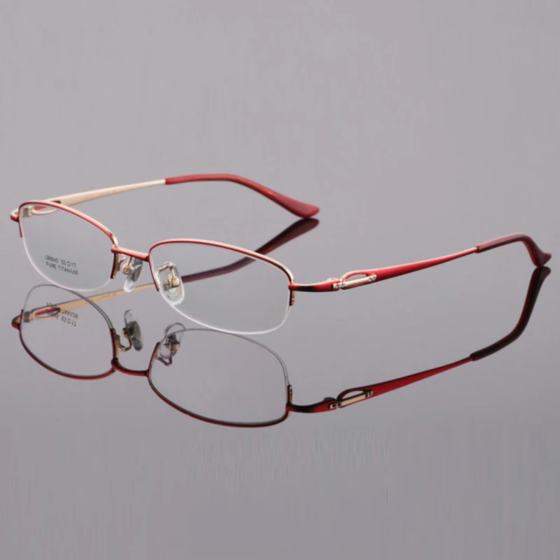 Italy Design Female Titanium Optical Frame Women Ultralight Half Frame Spectacles Frame Stylish Eyeglasses For Lady