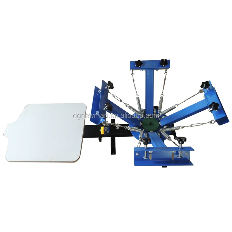 small simple manual rotary 4 color 1 station t-shirt silk screen printing machine price