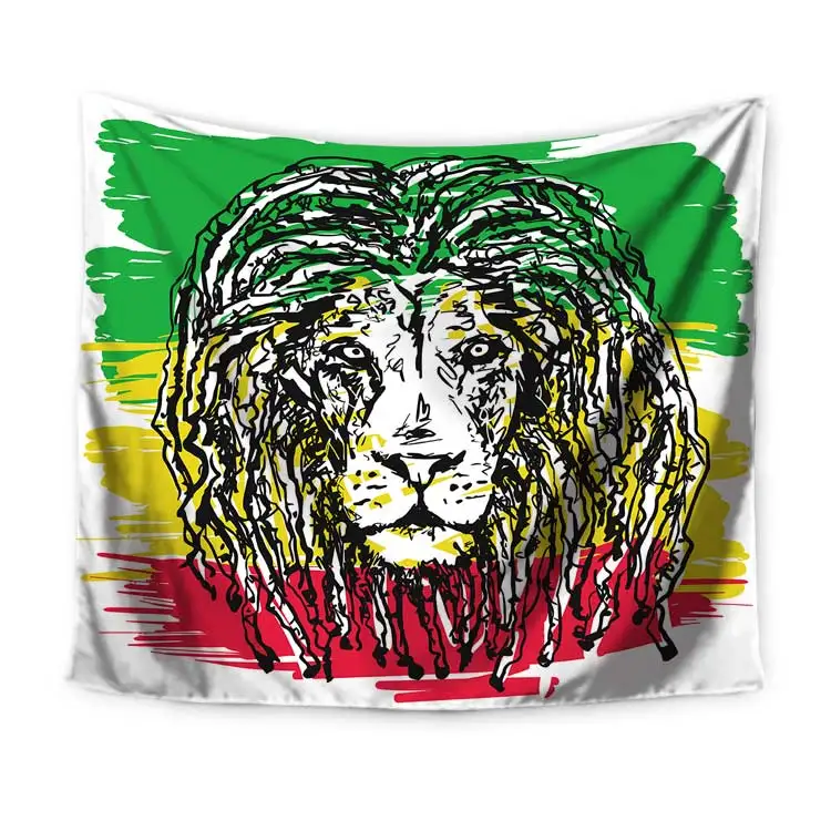  Прямая поставка из Китая настенный гобелен с принтом Rasta Lion King Size на