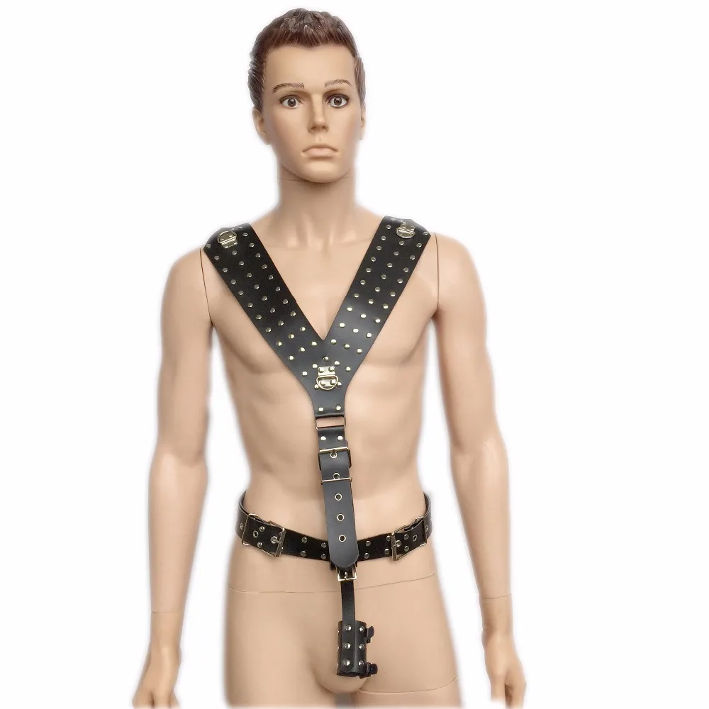 male body leather bondage restraints set penis ring cock cage bondage fetish adult sex toys for men bdsm sex shop