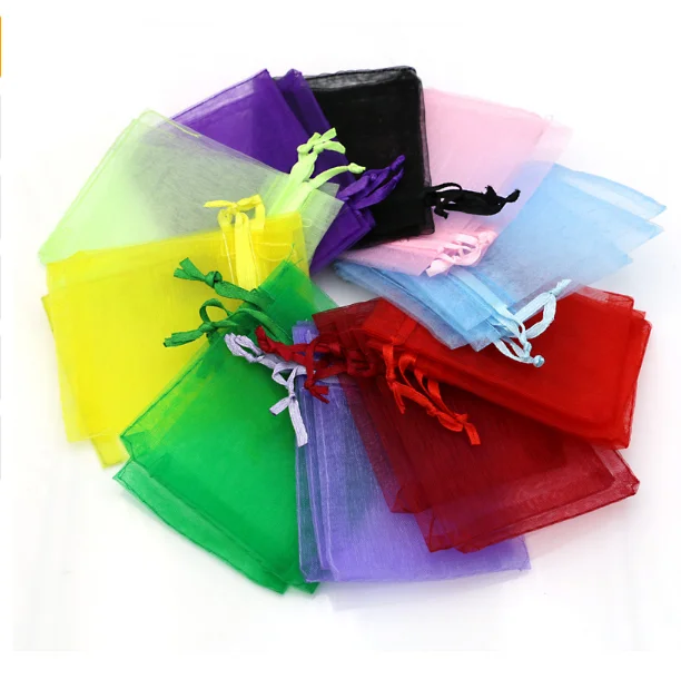 Mixed color Jewelry packaging Drawable Organza Bags 7x9cm Gift Bags & Pouches Packing bags