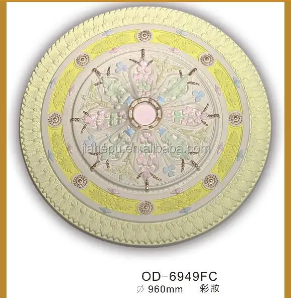 
hot selling PU /polyurethane decorative customized gold painting color ceiling rose ceiling medallion for interior decoration 