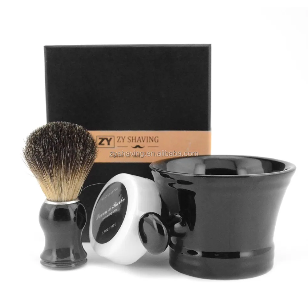ZY Ceramic Mug Bowl Shaving Soap Badger Hair Brush Set Best Luxury Shaving Cream for use with your favorite Shave Soap