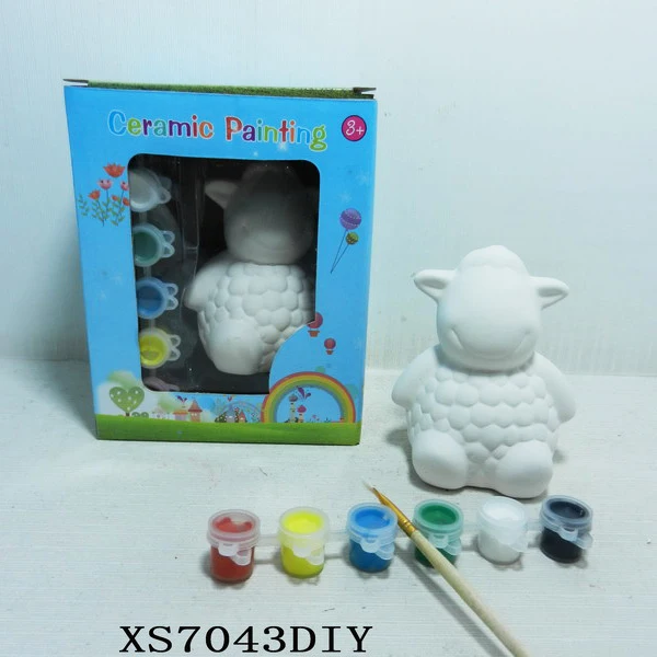 Home decoration DIY uncoated ceramic animal figurines to paint