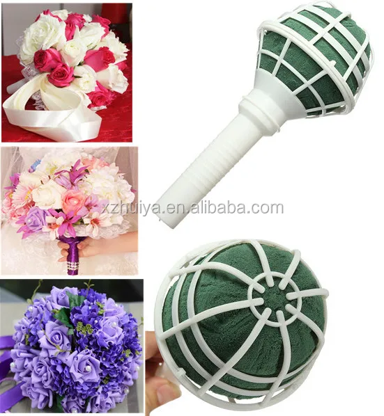 Fresh Flowers Bouquet Holder Handle Bridal Floral Foam Wedding Flower Decorations Holder For Bride