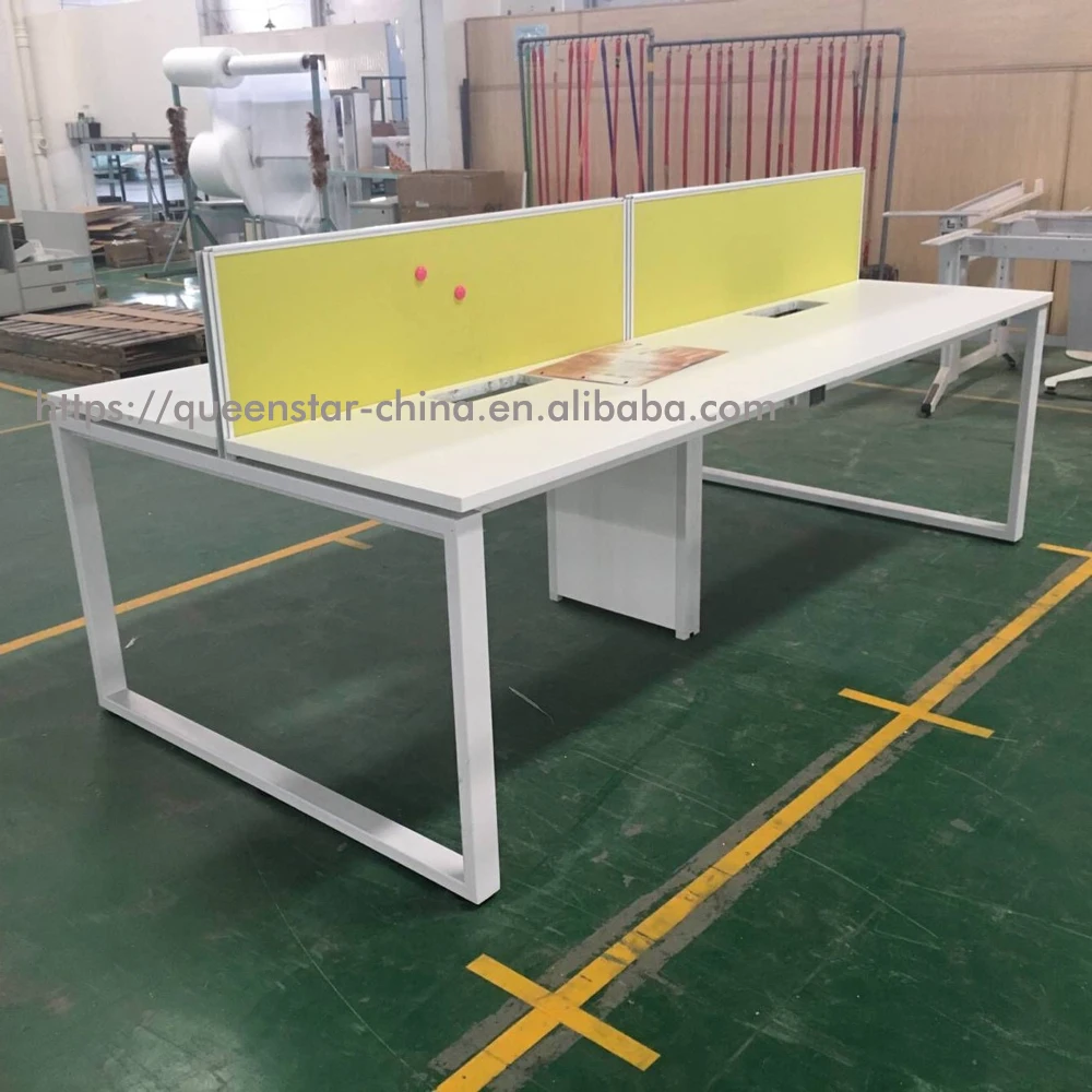 QS-OW02 office partition screens mounted screens mount partitions wall 4 person employee workstation desk with fabric