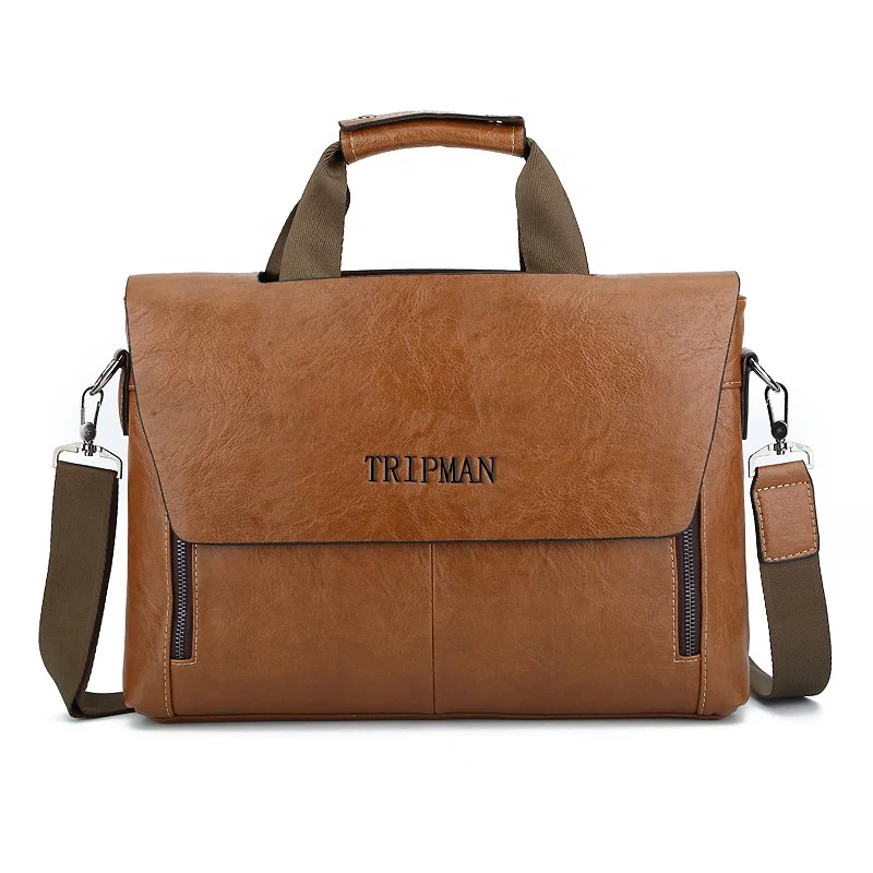 TRIPMAN Fashionable Mens Briefcases PU Leather Handbag Large Capacity Laptop Business Executive For Lawyers Male