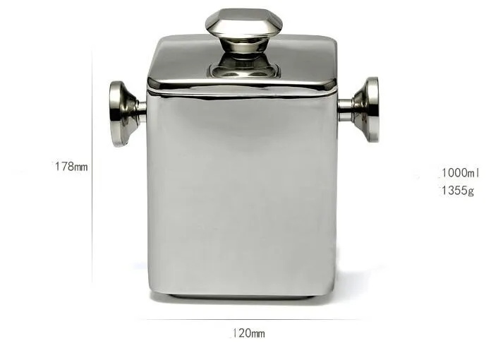 High Quality Stainless Steel Ice Bucket Square Metal Ice Bucket With Lid