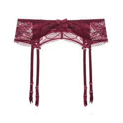 Manufacture girls wearing Bow sexy garter belts red pink black garter belt clip 3 colors
