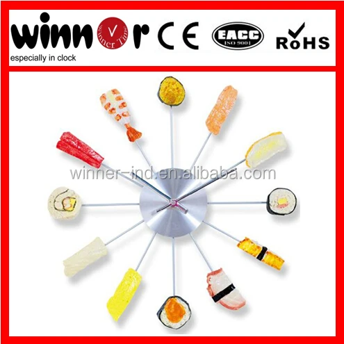 15 inch sushi shaped polyresin kitchen wall clock,fancy wall clock,Creative wall clock