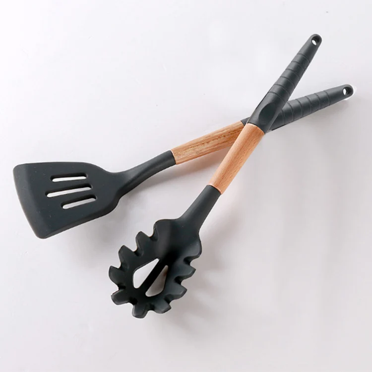 Термостойкая деревянная силиконовая кухонная утварь инструменты для приготовления пищи набор из 8 шт.