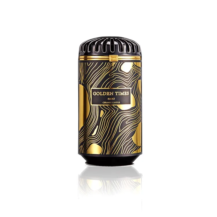 Black golden forest 80*160 mm 410g recycled  ceramic candle jar glass