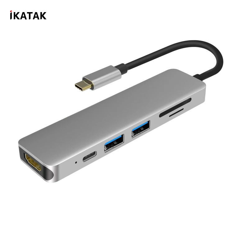 
New Design 6 in 1 Compact 4K HDMI USB C Mini USB Dock for Macbook 