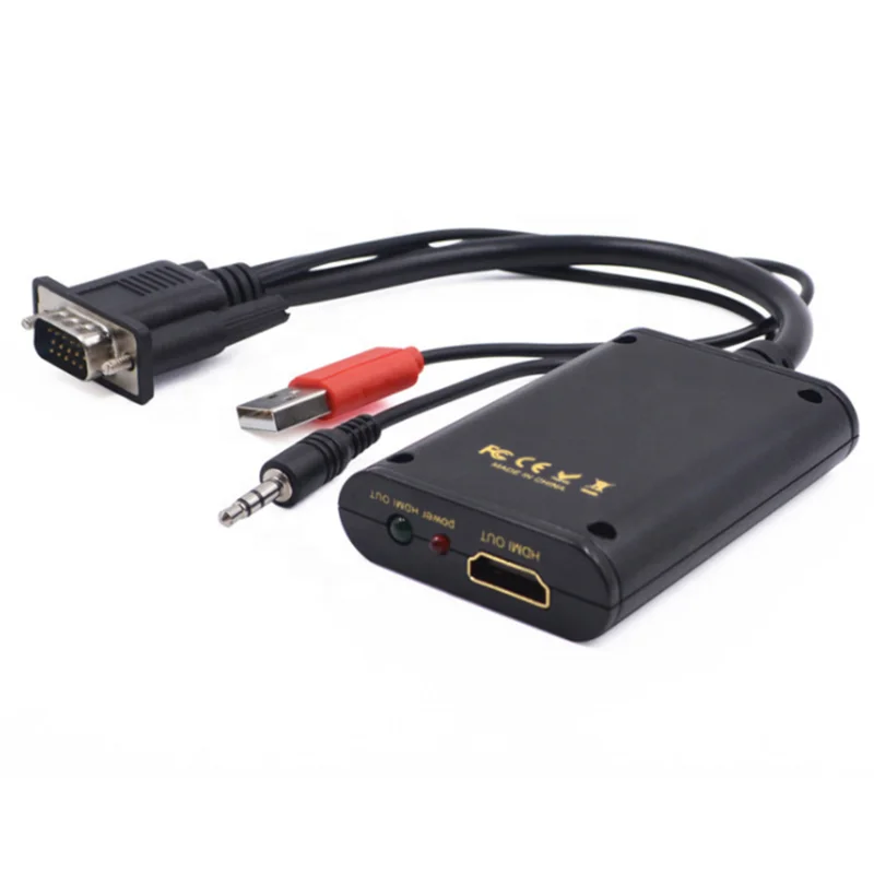 VGA-HDMI-выход, HD 1080p TV AV HDTV видеокабель преобразователь с аудио для ноутбука настольного компьютера для HDTV, монитора, дисплея