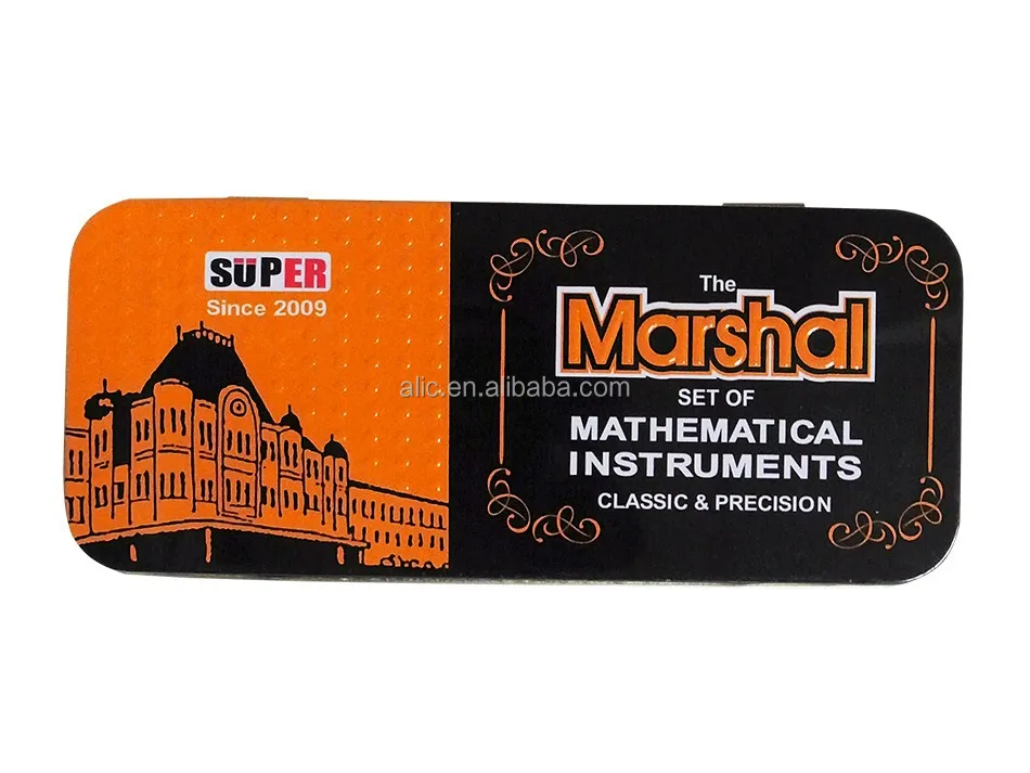 Набор для математики маршала, набор для математики, Геометрическая коробка, математические инструменты, 9 шт.