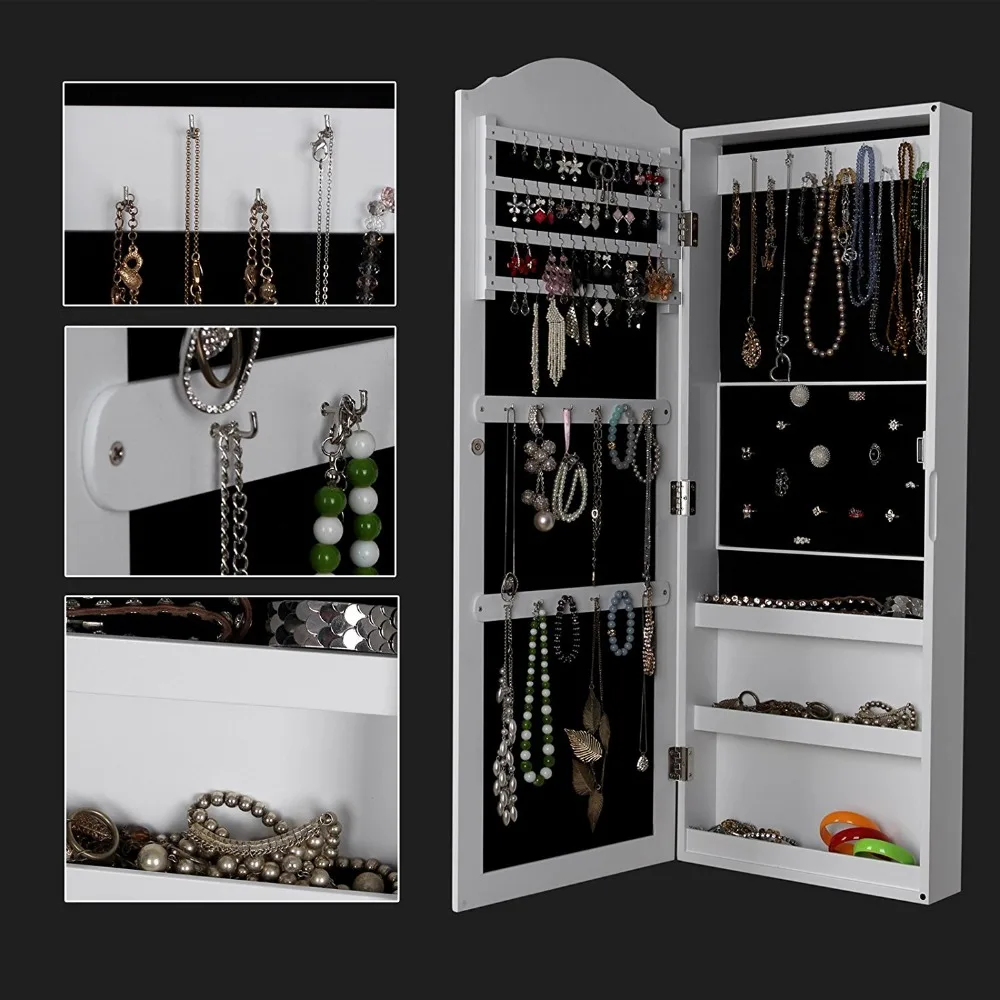 MDF wooden wall hanging in wall door mirror jewelry cabinet