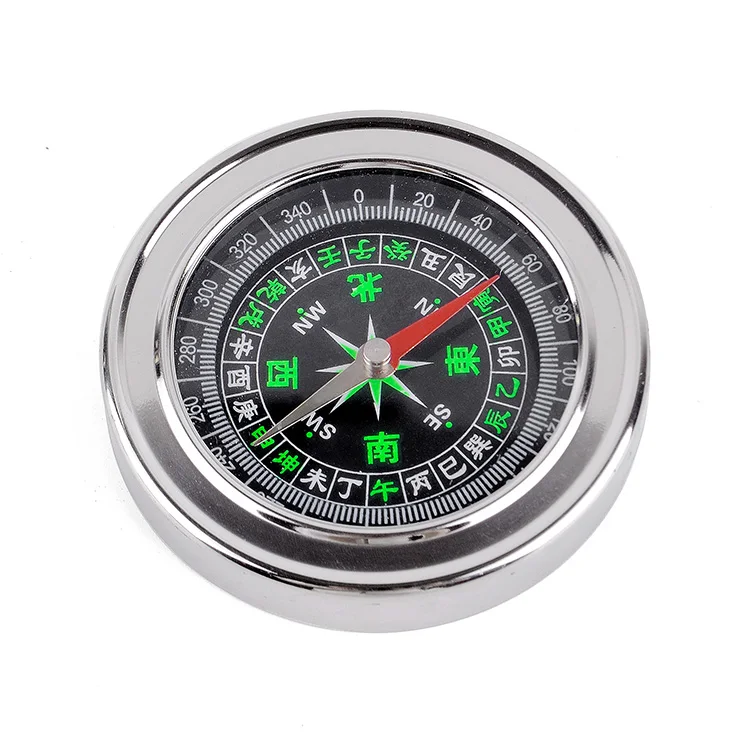promotional outdoor 60mm mini round silver brass watch compass magnetic compass for hiking