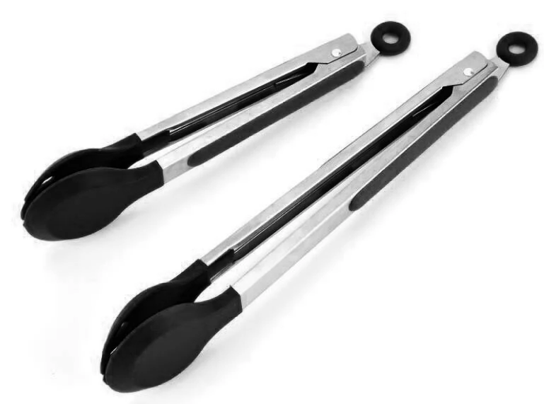 Food BBQ Clip Handle Clamp Stainless Steel Serving Tongs Useful Tool SW12142012A