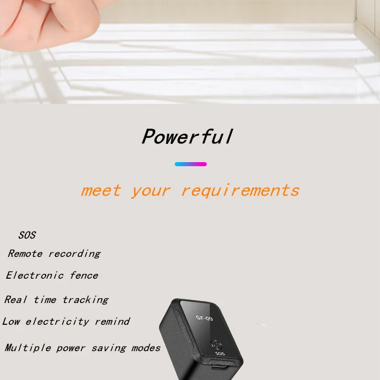 2019 New Arrive GPS Mini GF- 09 Pet GPS Tracker SOS alarm With Free APP Mini GPS Tracking Device