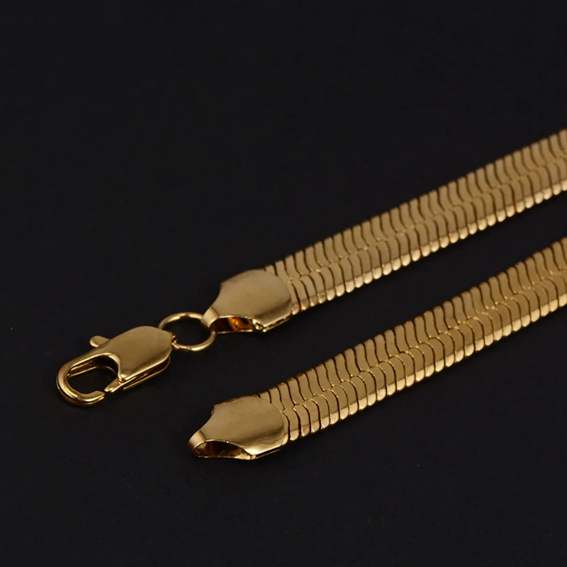 
10mm PVD 14K Gold Plaiting Stainless steel Herringbone Link Chain Wholesale 