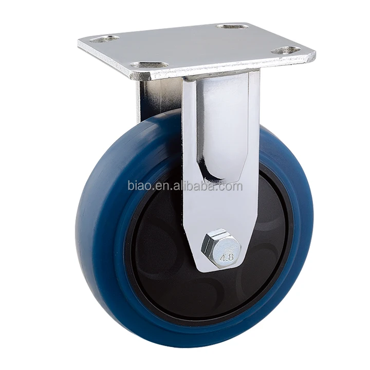 Heavy Duty Top Plate Double Bearing 350Kg Load capacity Blue TPR  150mm 6 inch swivel caster wheel