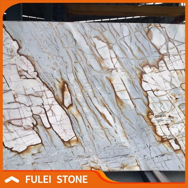 Exotic brazilian natural azul roma imperiale quartzite granite slabs