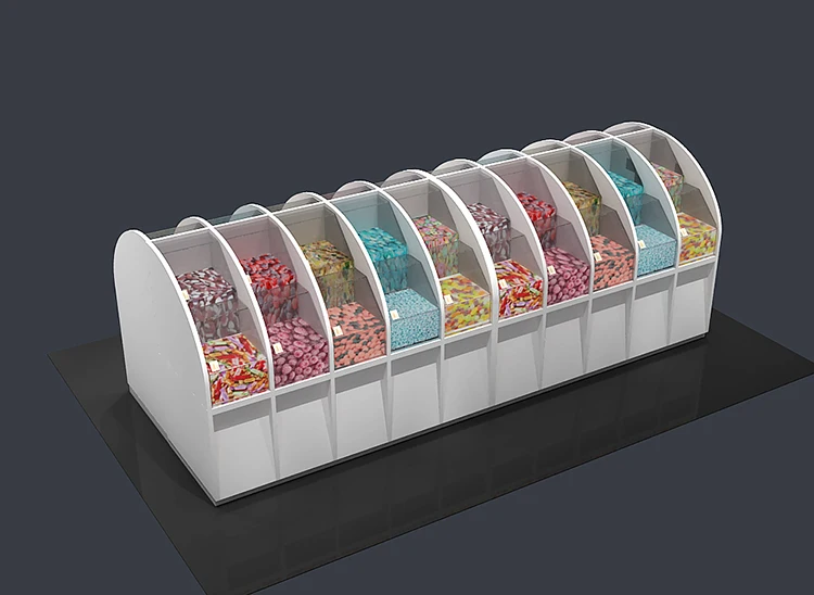 High-End Popular Custom Sweet Kiosk Furniture Retail Shopping Mall Candy Showcase Kiosk Design