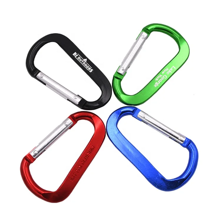 
Factory directly wholesale 7cm aluminum D shape flat carabiner keychain with double rivets 