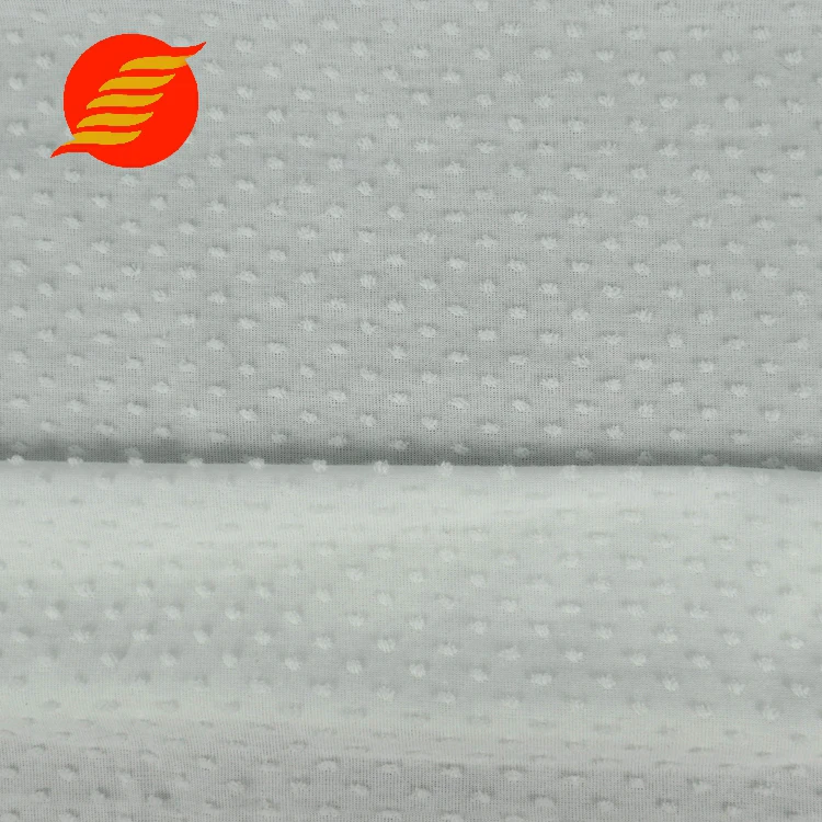 White stretch super soft jacquard clip swiss minky dot fabric