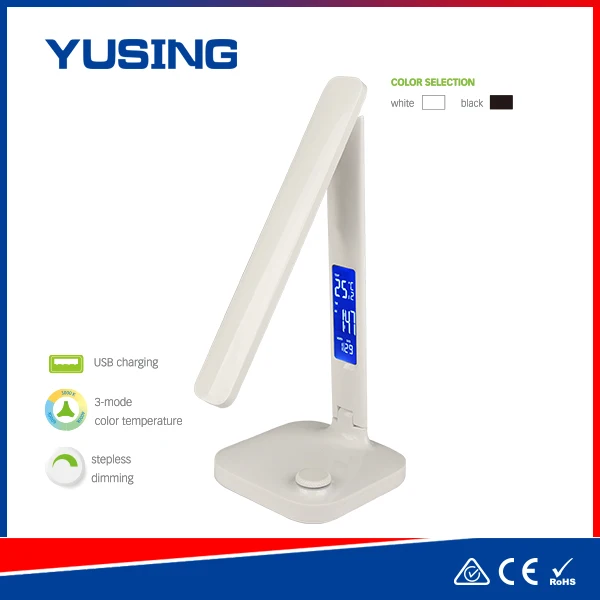 Business Office Dimmer USB Table Lamp With LCD Calendar Alarm Clock LED Lamp Table