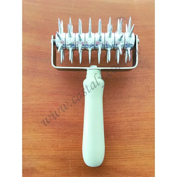 Baking Supplies Heavy Metal Spiked Roller Manual Pizza Dough Roller