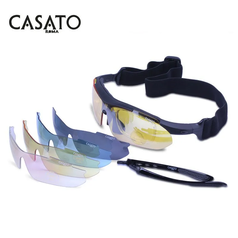 CASATO New Men Bike Polarized Sports Cycling Sunglasses With 5 Lenses