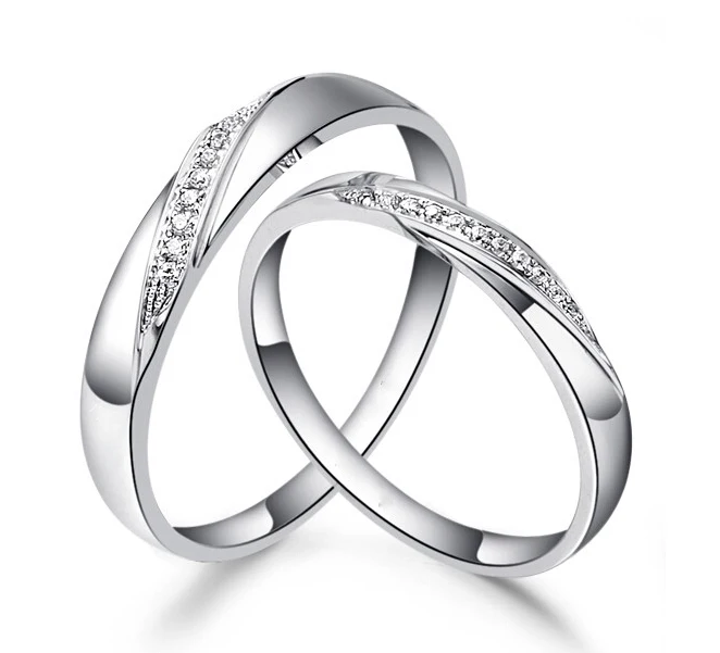 Hot Sale Women and Men 925 Sterling Silver Engagement Ring Wedding bands