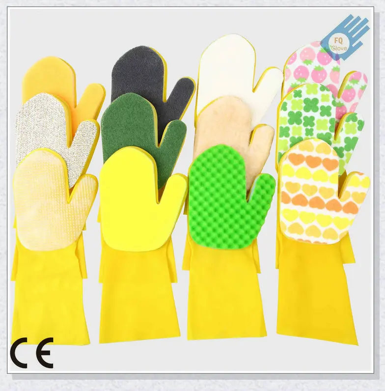 Household cleaning sponge latex gloves  with customized head card packing