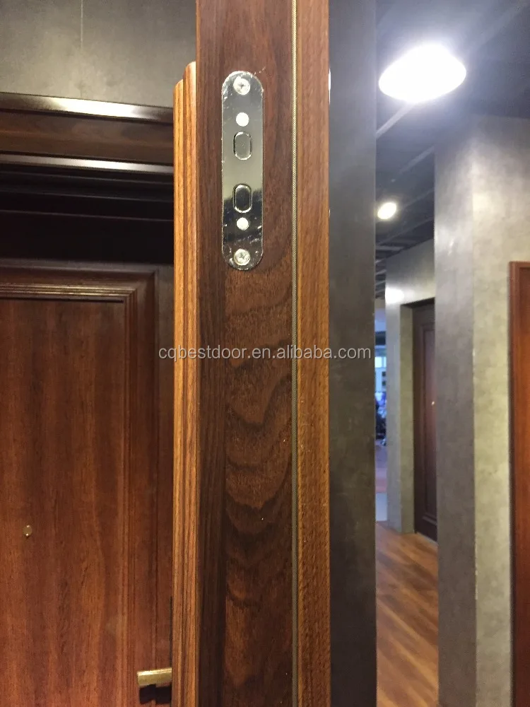 
EN ISO certified galvanized steel 12mm MDF armored entrance door with polyurathane filling 