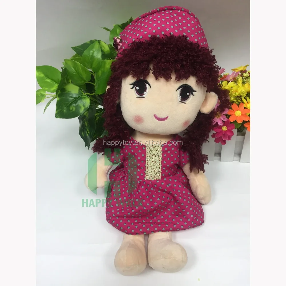 Most popular little girl plush doll stuffed pink cute girl plush toys on hot sale