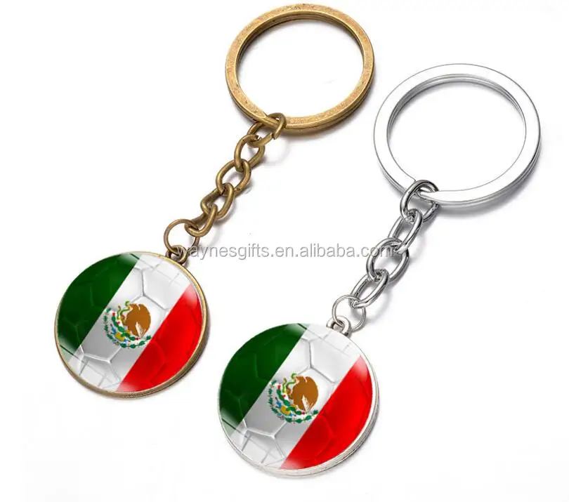 High Quality Custom Printing Football Fans gifts Cheering Mexico Flag Keychain