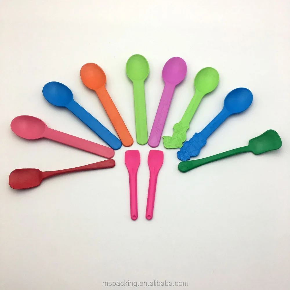 Hot Sale Biodegradable Leaf Shape Plastic Colorful Dessert Spoon Price