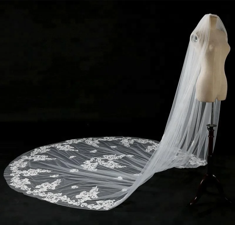 Оптовая продажа, свадебный аксессуар, мягкая кружевная фата длиной 3 метра в ширину