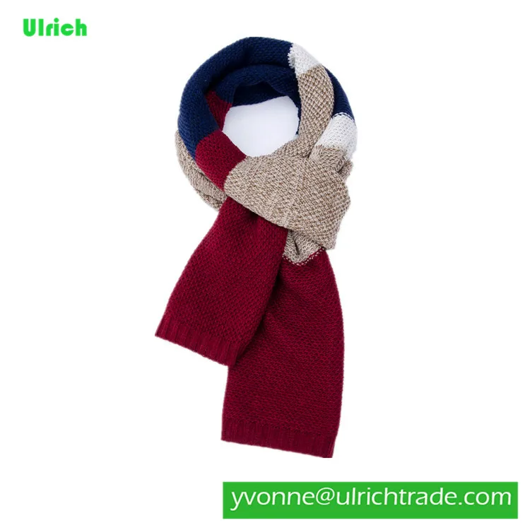 KD103 Fashion hot style knitted jacquard woollen men scarf