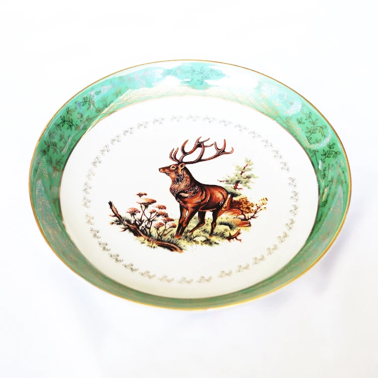 High Quality Green Heat Resistant Ceramic Plate Porcelain Plate For Dinner