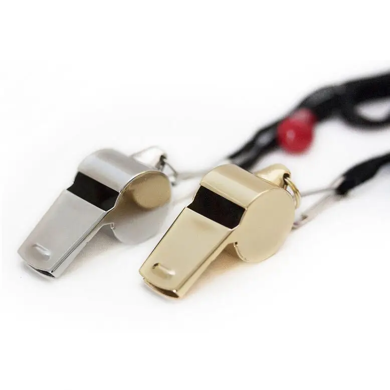 Stainless Metal Whistle Referee Coaches Whistles With Adjustable & Removable Lanyard
