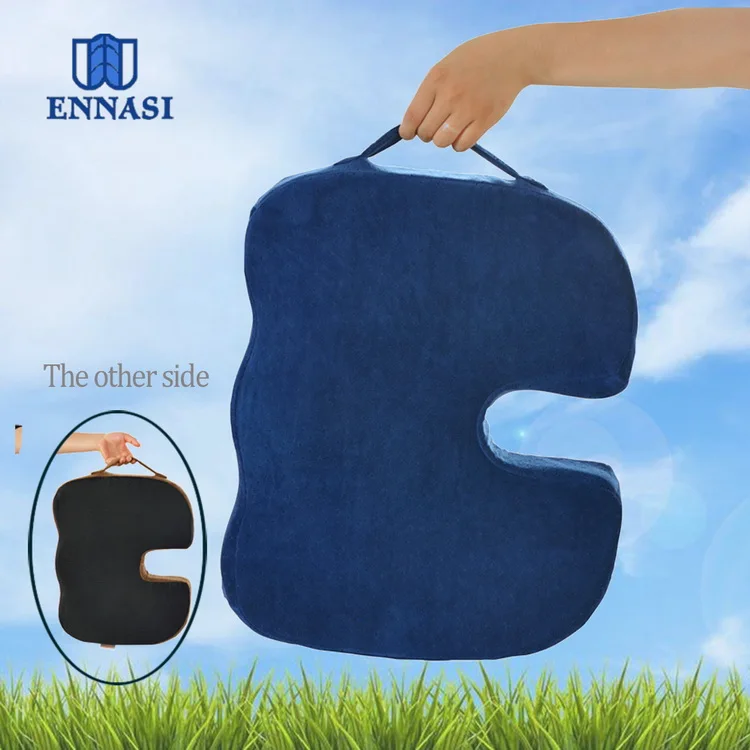 Non-slip Bottom Cover Memory Foam Seat Cushion with Handle