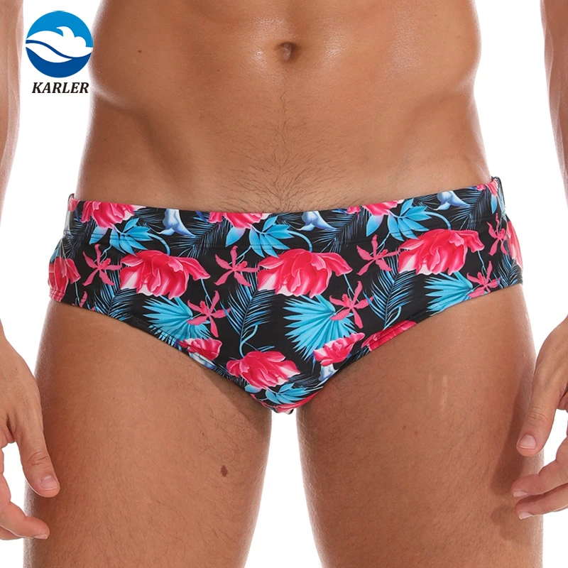 Funny Private Label Sublimation Polyester PBT Digital Print Custom Made Mens Swimwear Beachwear Swim Briefs Trunks