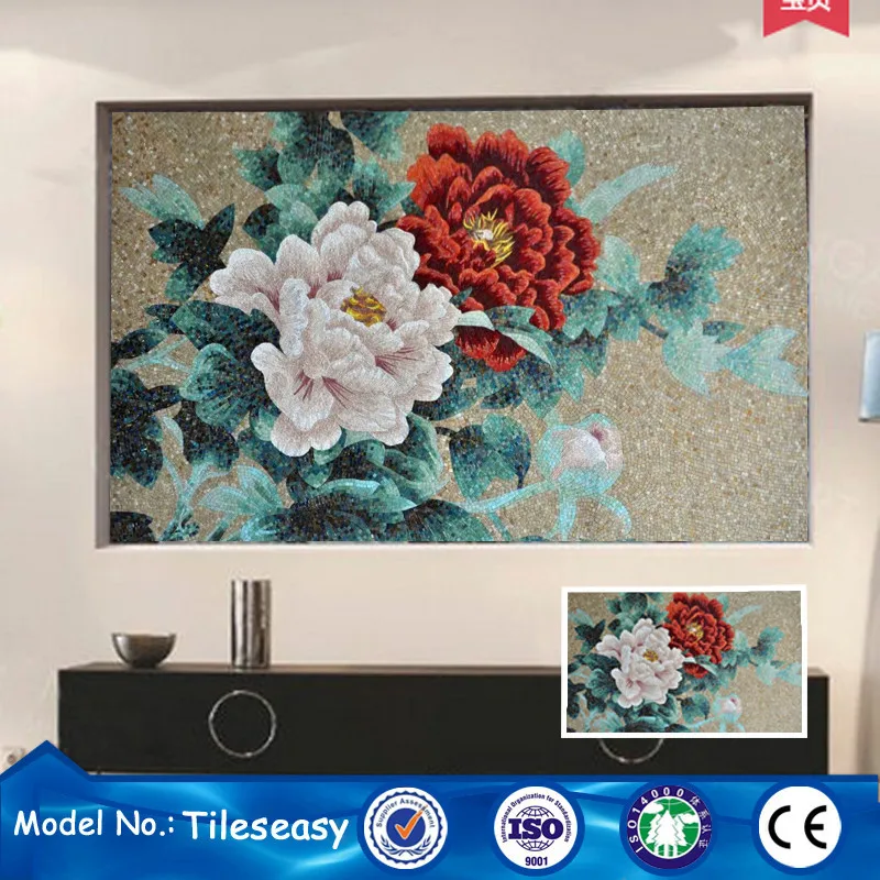 interior wall decoration glass flower mosaic tile pictures pattern