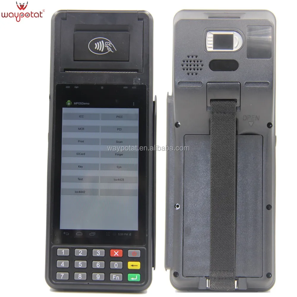 Waypotat latest 4G LTE Android smart pos terminal support fingerprint 2D barcode and EMV certified VPOS3385