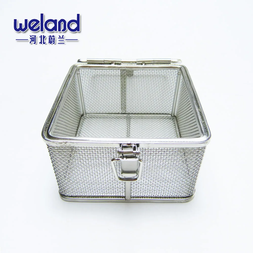 Stainless Steel Electropolished Mecidal sterilization Mesh Basket with Locking Lid
