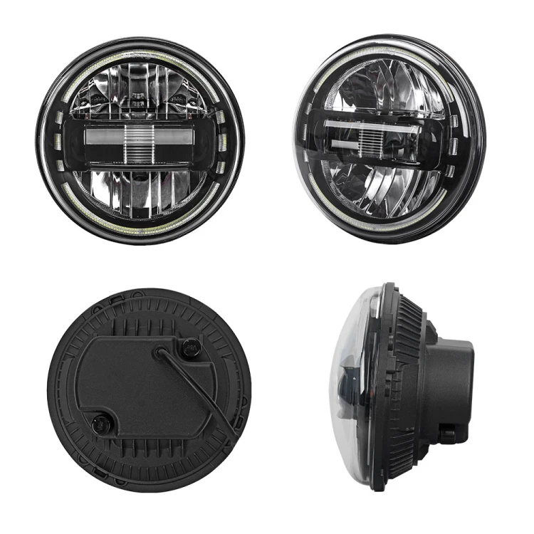 Loyo new black King Kong car led headlight DOT 7 inch round led headlight for Jeep Wrangler JL JK